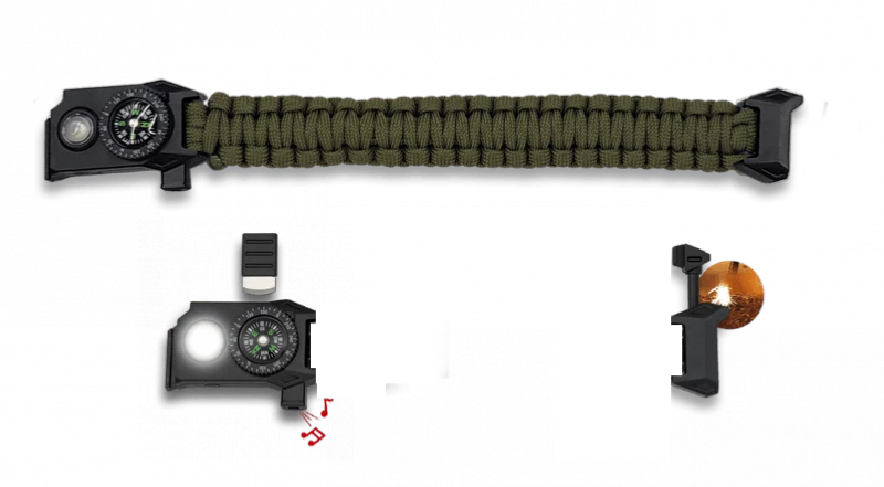 Bracelet De Survie Paracorde Vert 33905-VE 3 Bracelet De Survie Paracorde Vert 33905-VE