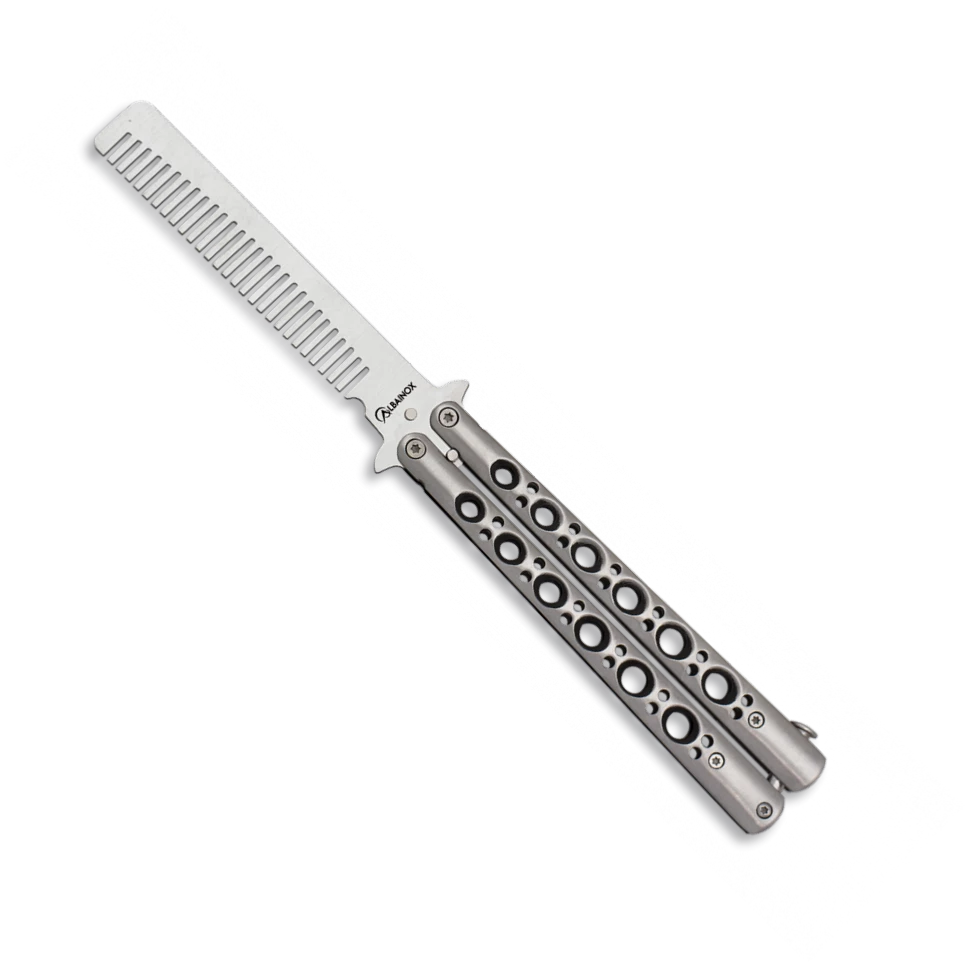 Couteau Papillon Peigne D'entrainement Albainox 02189 Lame 11 Cm 3 Couteau Papillon Peigne D'entrainement Albainox 02189 Lame 11 Cm