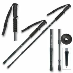 Bâton De Randonnée Télescopique En Aluminium Noir