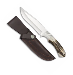 Couteau De Chasse Bowie Albainox 32318 Lame 13.7 Cm, Manche Corne De Cerf