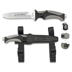 Couteau De Plongée Sous-marine OCTOPUS Noir 32337 Lame 11.5 Cm