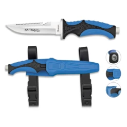 Couteau De Plongée Sous-marine NAUTILUS Bleu 32349 Lame 11.5 Cm
